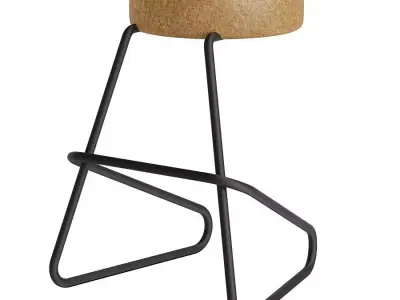 Medium Cork Seated Bar Stool Tecta 3D model
