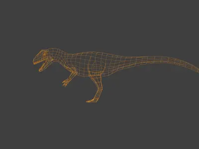 Low-poly Allosaurus with Rig and 15 animations for games Low-poly 3D model