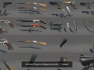 Zombie Firearms Weapons Bundle 3D Model Pack