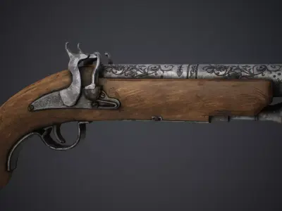 Revolver Pirate Low-poly 3D model