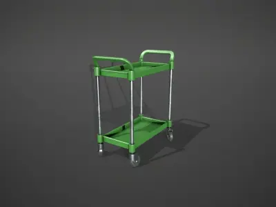 Green Service Cart Low-poly 3D model