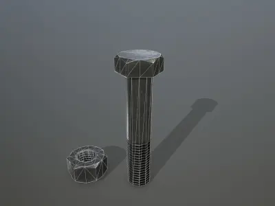 Bolts bolt and nut Low-poly 3D model 3