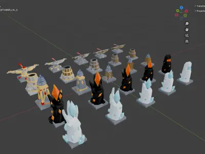 Tower Defence Set Lite Low-poly 3D model
