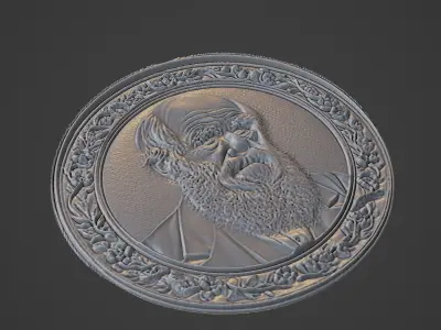 Charles Darwin Medallion 3D print model