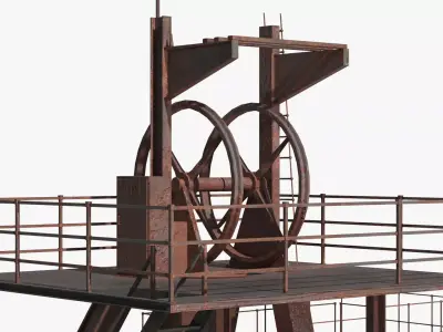Rusty Mine Shaft Headframe Tower Simplified 3D model