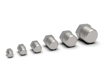 Hex head plug NPT male thread collection 3D model
