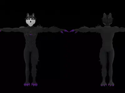PURPLE WOLF VRCHAT AVATAR 3D model