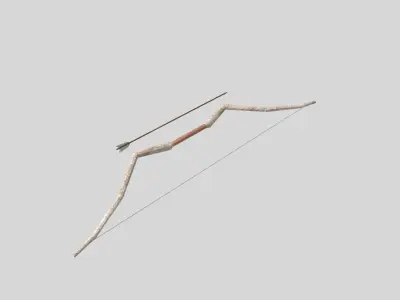 low poly bow 3 and arrow Low-poly 3D model