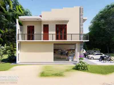 Modern commercial and residential building 3D model