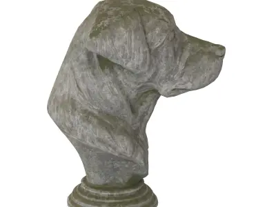 Dog bust stone statues Low-poly 3D model