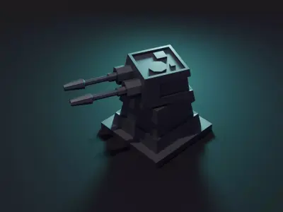 Turret Animation Low-poly 3D model