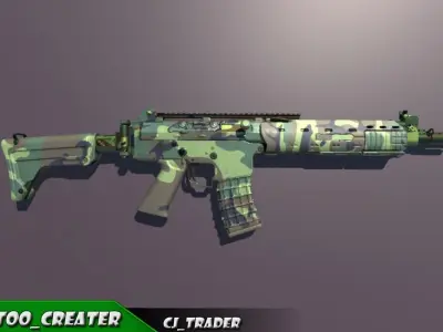 KA5C Low Poly Assault Riffle 3d Model  Low-poly 3D model