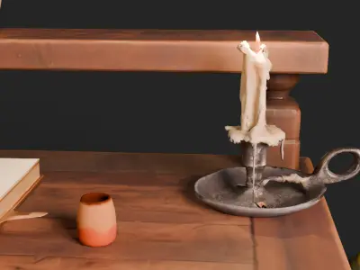 Stylized medieval antique office game ready Low-poly 3D model