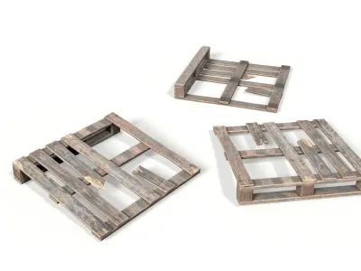 Wood Pallet Low-poly 3D model 2