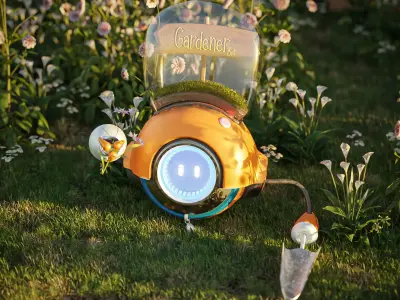 Gardener Bot-Futuristic Agricultural Rigged in Blender 3D model