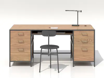 Work Desk Industrial Big 3D model