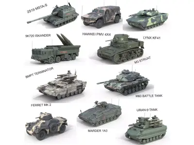 10 Military Vehicles Collection v15 Low-poly 3D model