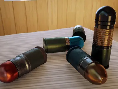 40mm grenades pack with max file and UE4 project Low-poly 3D model