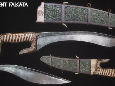 Serpent Falcata Sword Lowpoly Game Ready Model Low-poly 3D model