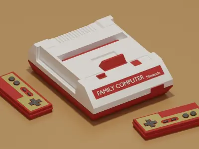 Nintendo Family Computer Famicom Low-poly 3D model