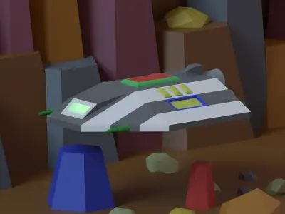Low Poly Animated Spaceship Low-poly 3D model
