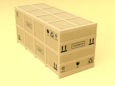 PBR Large Wooden Crate Low-poly 3D model