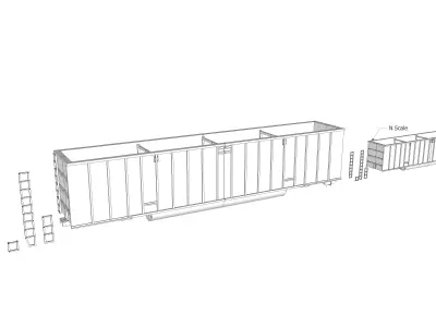 Wood Chip Gondola HO and N Scales Bay Line Bathtub 3D print model