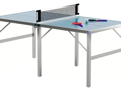 Foldable IndoorOutdoor Table Tennis Table with Paddles and Balls 3D model