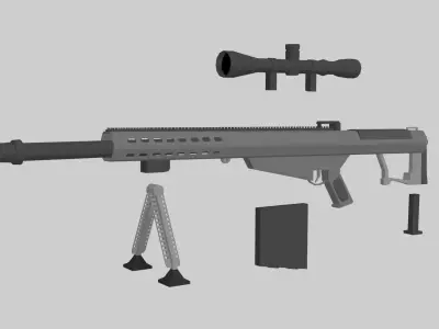 Low poly Barrett M82 sniper Low-poly 3D model