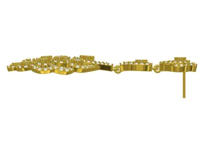 Antique Art Deco Diamond Stud Earring 3 3D print model