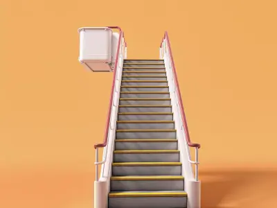 Minimalist Airport Staircase Low-poly 3D model