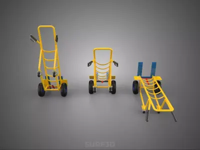FOUR 4 WHEELER HAND TRUCK CASTER CART FORK DOLLIES STANDING TILT 3D model