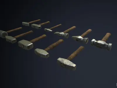 Medieval Blacksmith Hammer Set Low-poly 3D model purchase