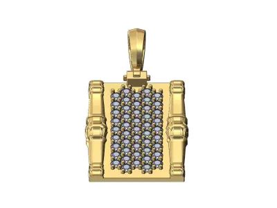 Diamond scroll Lotus bead elongated columns pendant charm 3D print model