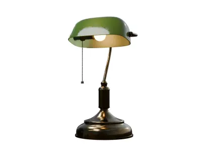 Vintage Classic Green Banker Lamp-Vintage Lamp 3D Model Free 3D model
