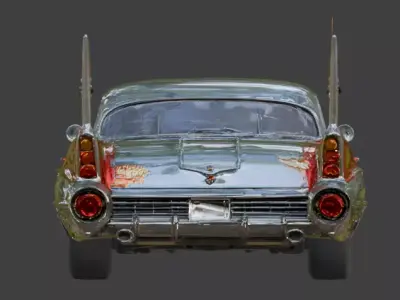 Vintage Atompunk Nuclear Tailfin Cruiser 3D Model Low-poly 3D model