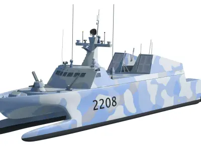 Type 022 missile boat 3D model 3D model