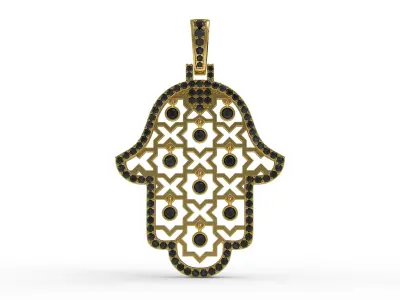 Antique Art Deco Hamsa Hand Pendant 3D print model