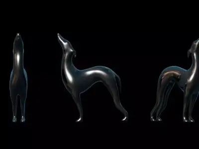 Art Deco Dog Statue Low-poly 3D model