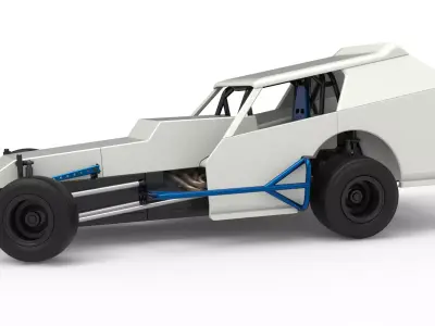 Vintage Dirt Modified stock car V8 while turning Scale 1 to 25 3D print model
