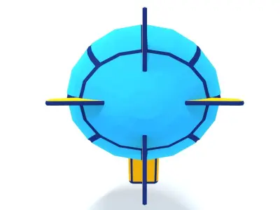 Low Poly Cartoon Zeppelin Low-poly 3D model