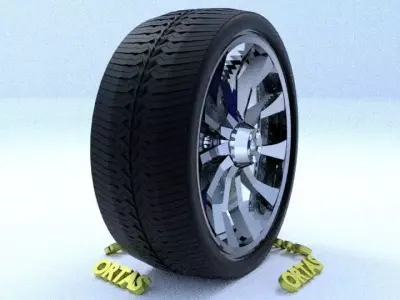 ORTAS CAR RIM 9 GAME READY RIM TIRE AND DISC 3D model