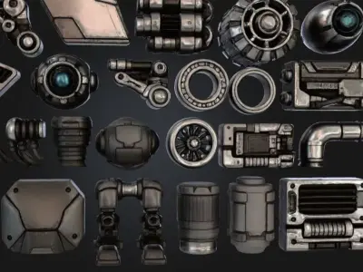 Ultimate Sci-Fi Greeble Kitbash Pack  30  Hard Surface Details Low-poly 3D model