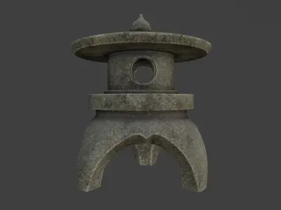 Japanese Stone Lantern 3 Low-poly 3D model