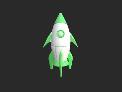Cartoon Spaceship 08 Green - Spacecraft Vehicle SciFi Low-poly 3D model