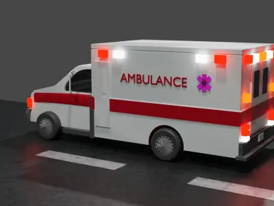 Ambulance emergancy vahicle  Low-poly 3D model