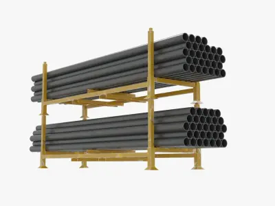 Pipes Storage Rack Low-poly 3D model