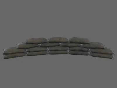 Sack Barricade Low-poly 3D model