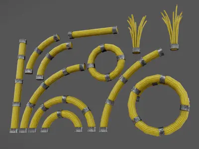 Electrical Wires 01-02-03 Low-poly 3D model