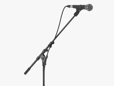 Microphone stand KM 2109 Shure Sm 58 with Clamp Shure A25D and Neutrik XLR cable 3D model